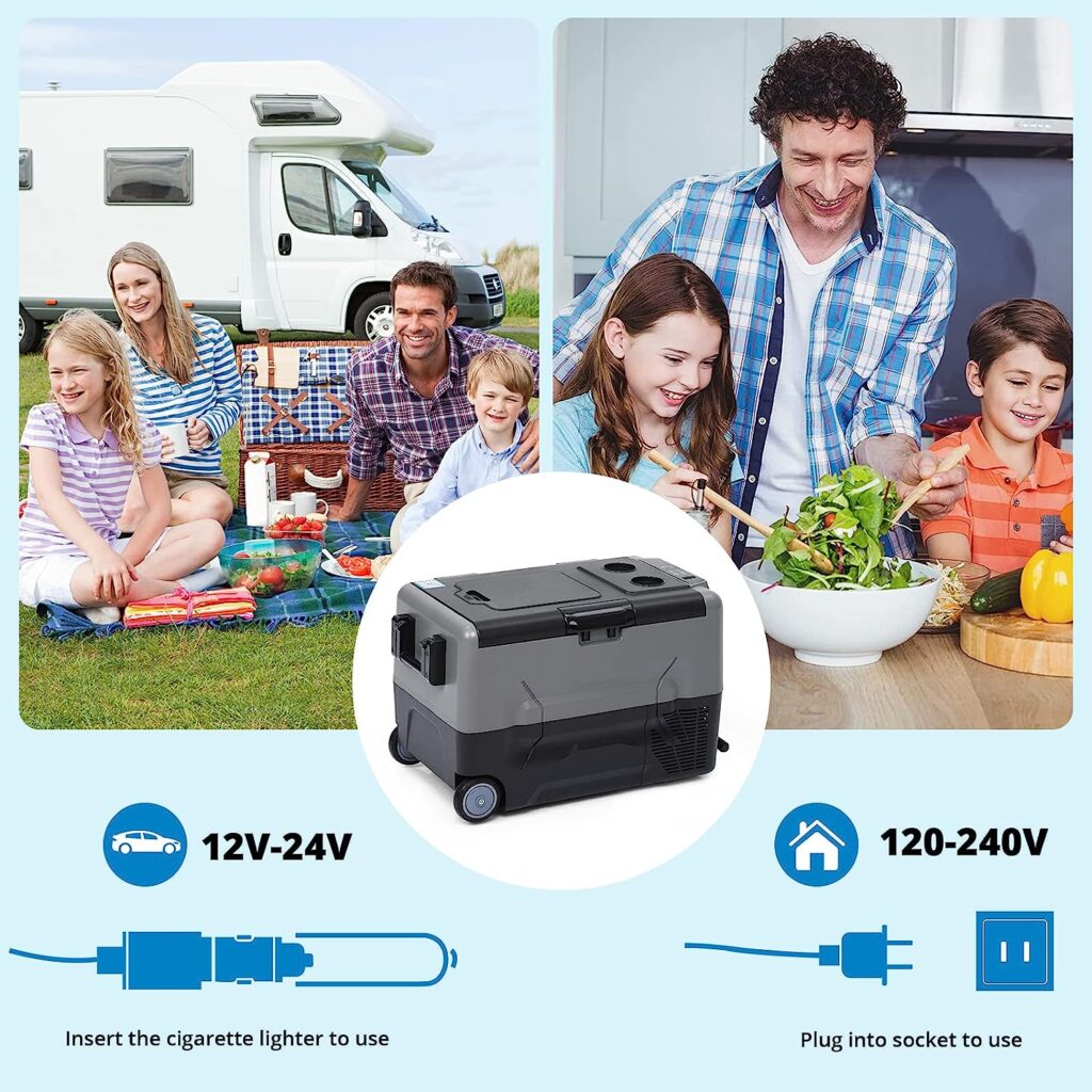 2023 Upgraded Car Refrigerator, RV Car Fridge Dual Zone APP Control, 58 Quart (55L) Freezer -4â-68â 12/24V DC  110-240V AC, Portable Freezer Compressor Cooler for Camping, Travel, Outdoor or Home Use