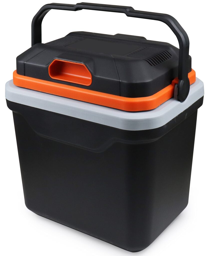 AooDen Electric Car cooler and Warmer, 26 Quart Capacity, Thermoelectric Iceless Cooler for Travel, Camping, Vehicles, Truck, Home - 12V/24V DC and 120V AC (Black  Orange)