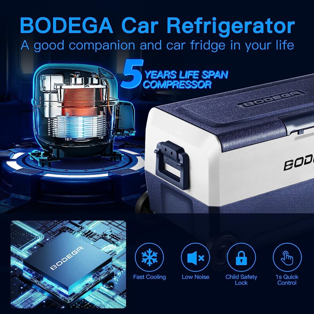 BODEGA ãUpgradedã 12 Volt Refrigerator, Car Fridge Dual Zone WIFI APP Control, 64 Quartï¼60Lï¼-4â-68â Portable Freezer, Car Cooler, 12/24V DC and 100-240V AC for Outdoor, Camping, Travel,RV