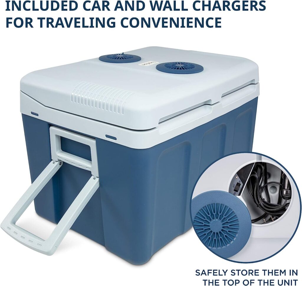 Ivation Electric Cooler  Warmer with Wheels  Handle |48 Quart (45 L) Portable Thermoelectric Fridge For vehicles  Trucks| 110V AC Home Power Cord  12V Car Adapter for Camping, Travel  Picnics