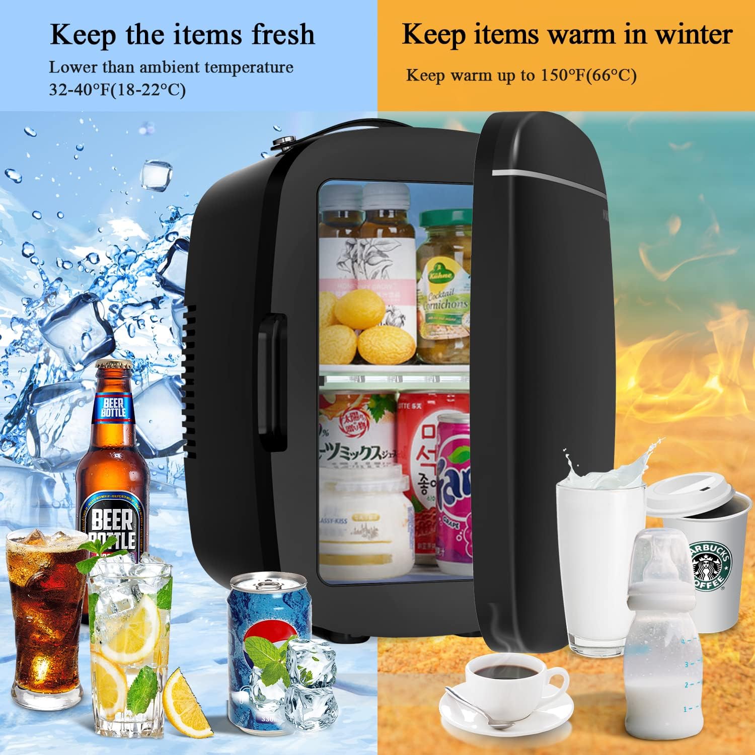 nxone mini fridge4 liter6 can acdc small refrigeratorportable thermometric cooler and warmer freezer skincare fridge for 2